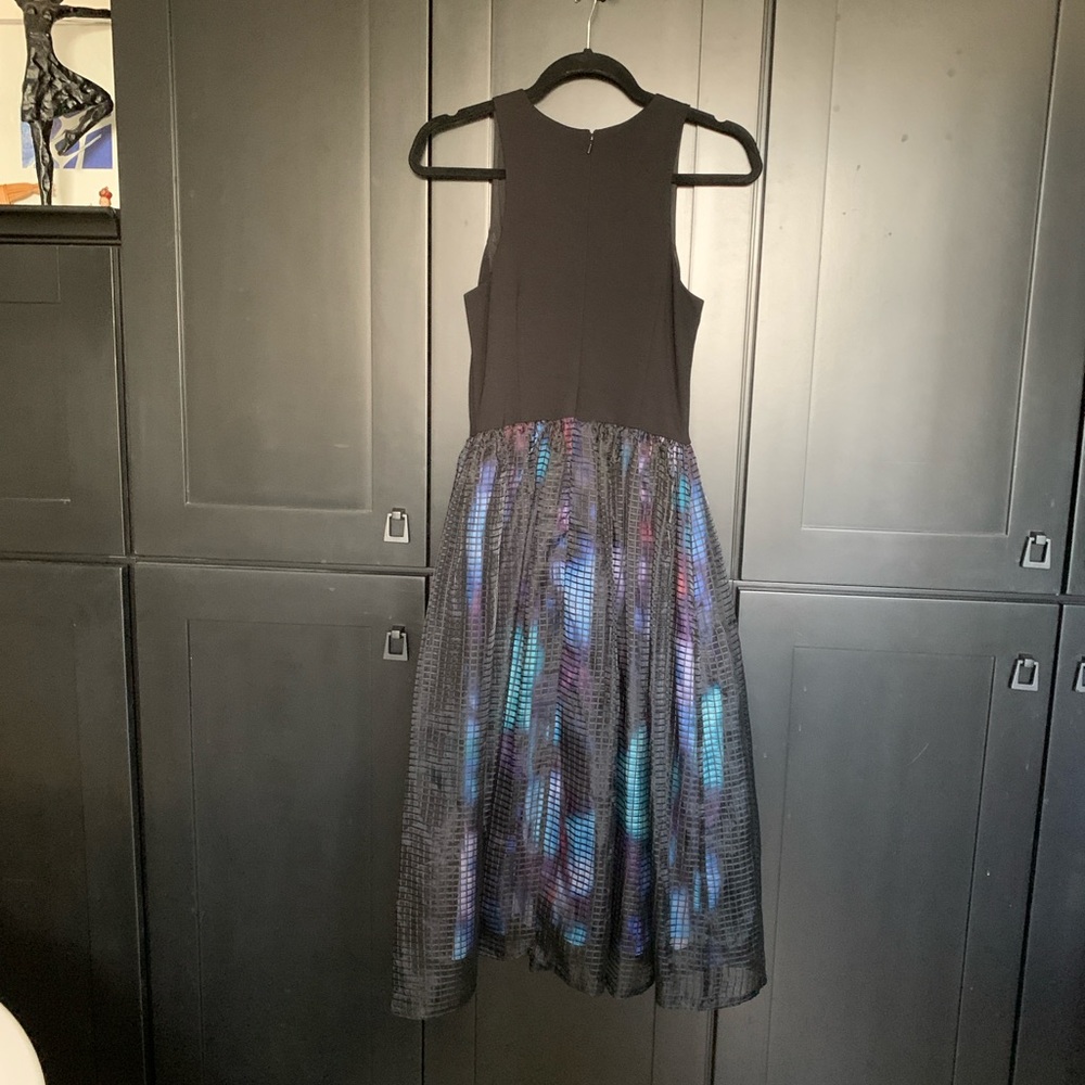 Elegant Black and Multicolor Midi Dress